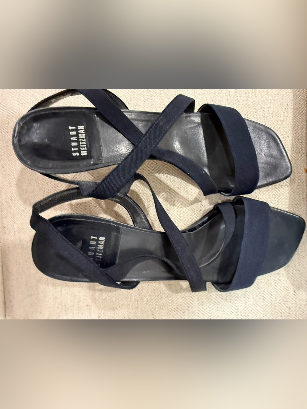 Stuart Weitzman Navy Crisscross Strappy Heels